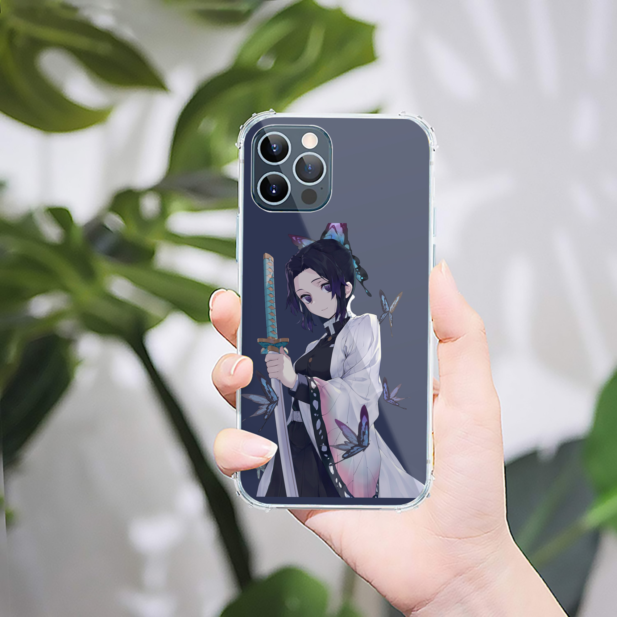 （画像用） 鬼滅の刃（きめつのやいば）蟲柱-胡蝶 しのぶ／こちょう しのぶ Kochou Shinobu 【iPhone 12シリーズ対応】透明スマホケース（クリアソフトケース）